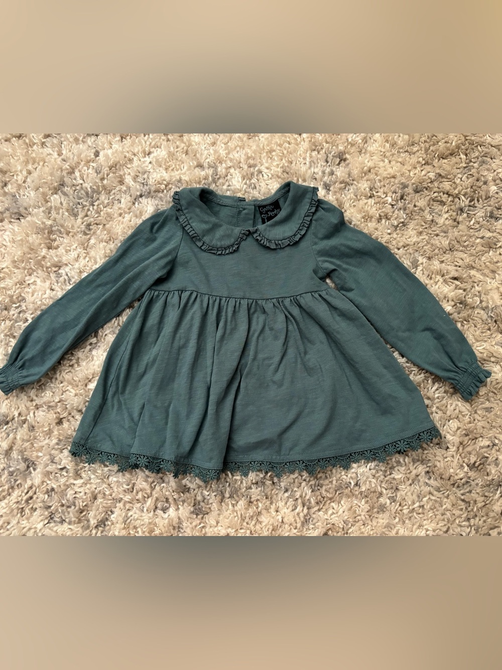 Cynthia Rowley Dusty Teal Ruffled Collar Top